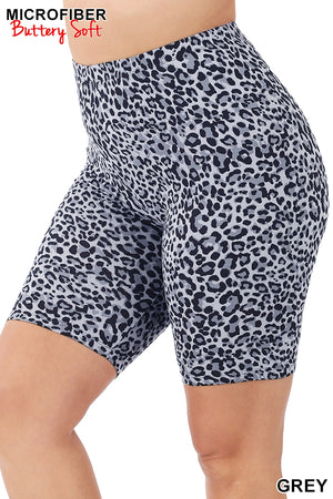 Plus Sized Leopard Print Biker Shorts