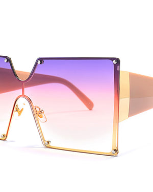 Square Flexible Metal Frame Sunglasses