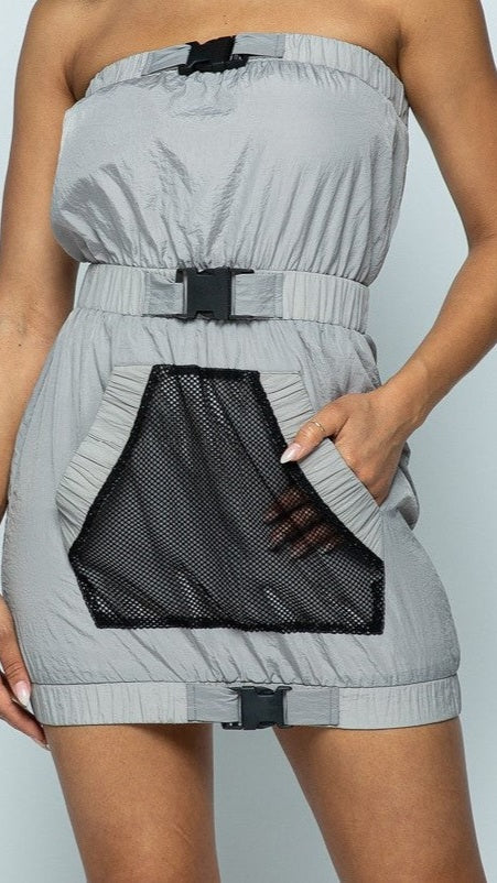 Buckled Tube Dress w/ Front Patch Pocket